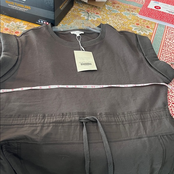 Black Short Sleeve Dress with Drawstring Waist - Picture 12 of 13